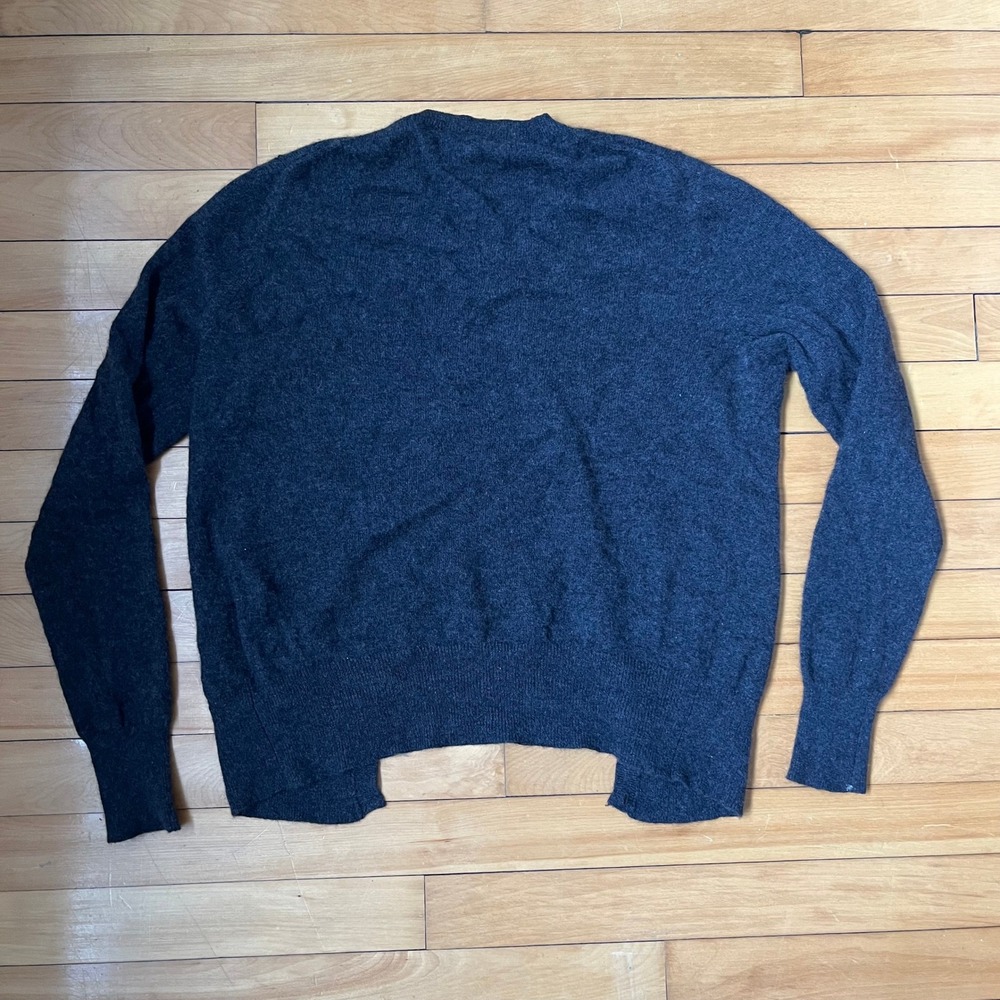 Lord & Taylor 100% Cashmere Cardigan Sweater XL Charcoal Gray Button Front Knit - Picture 5 of 5